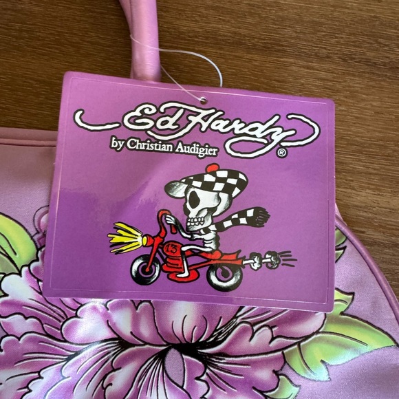 Ed Hardy Pink Purple Floral Travel Overnight Duffle Bag Y2K NWT
